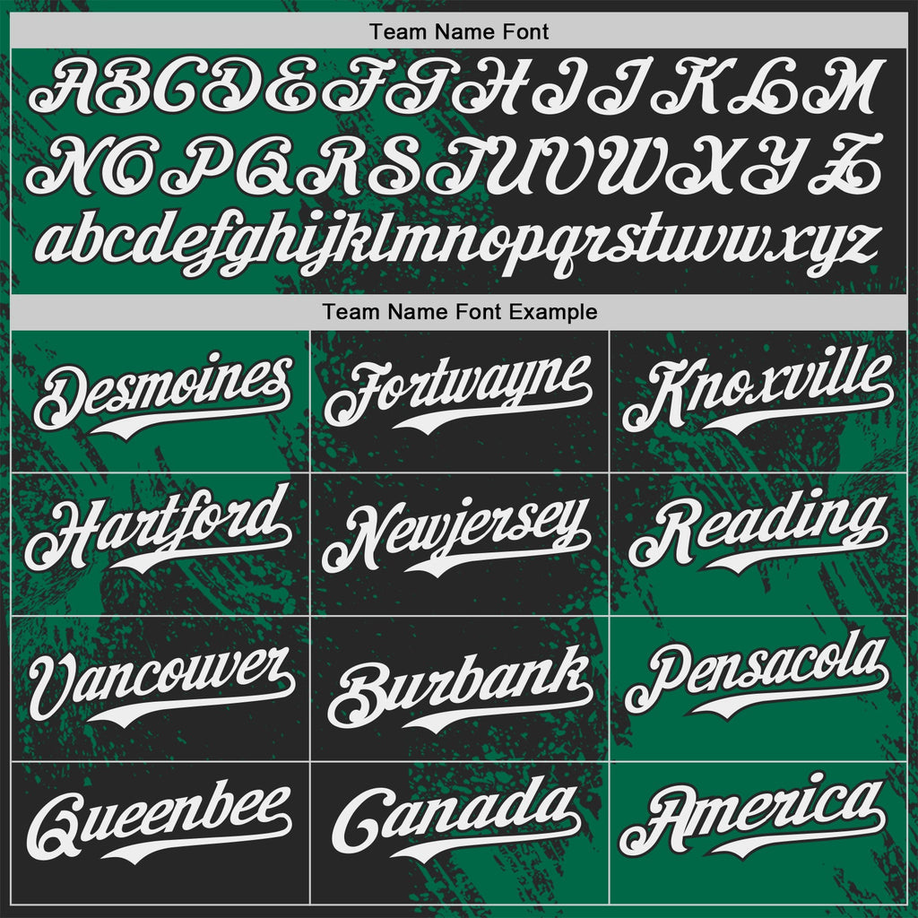 Custom Black White-Kelly Green Abstract Brush Stroke Authentic Baseball Jersey