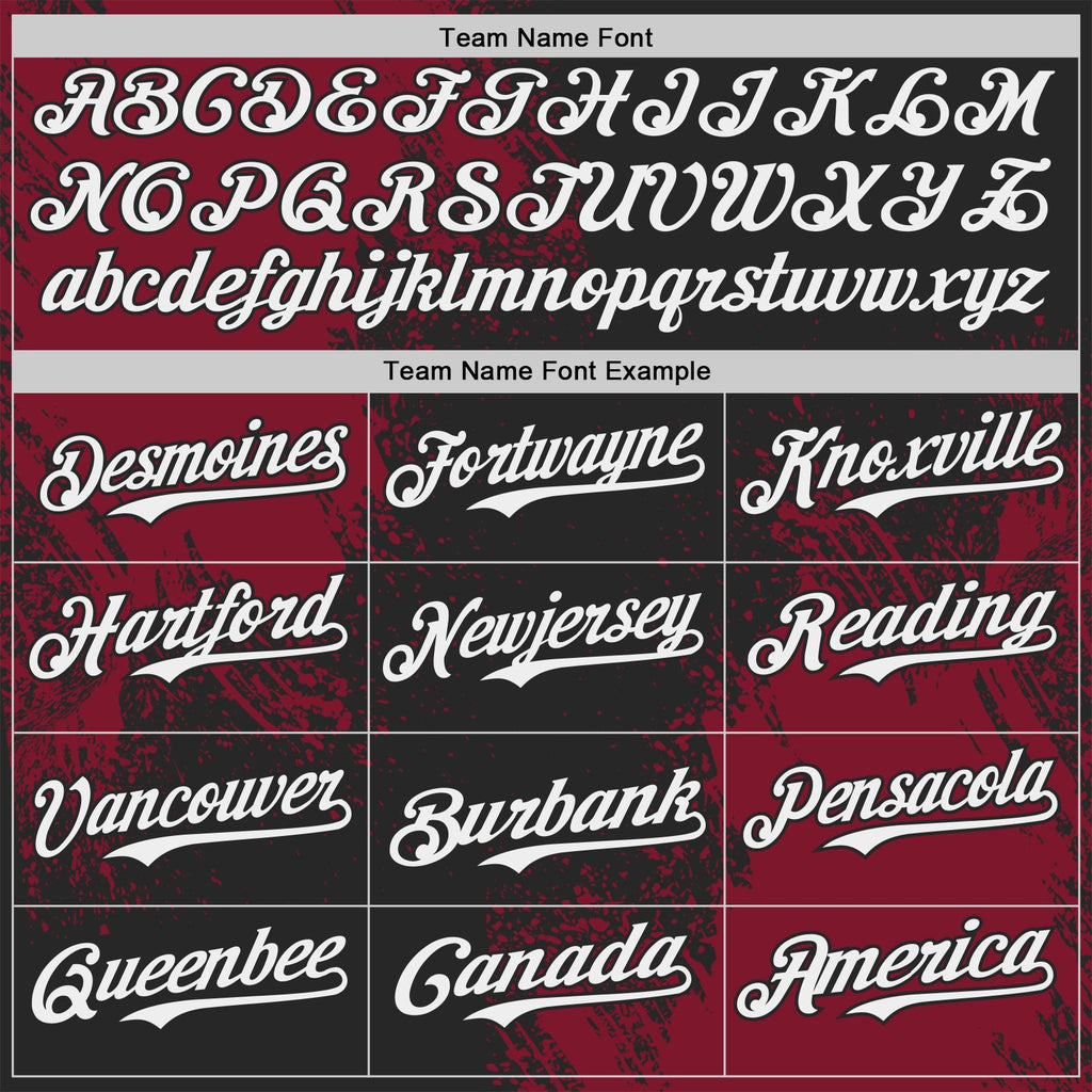 Custom Black White-Crimson Abstract Brush Stroke Authentic Baseball Jersey