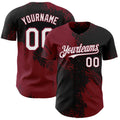 Custom Black White-Crimson Abstract Brush Stroke Authentic Baseball Jersey