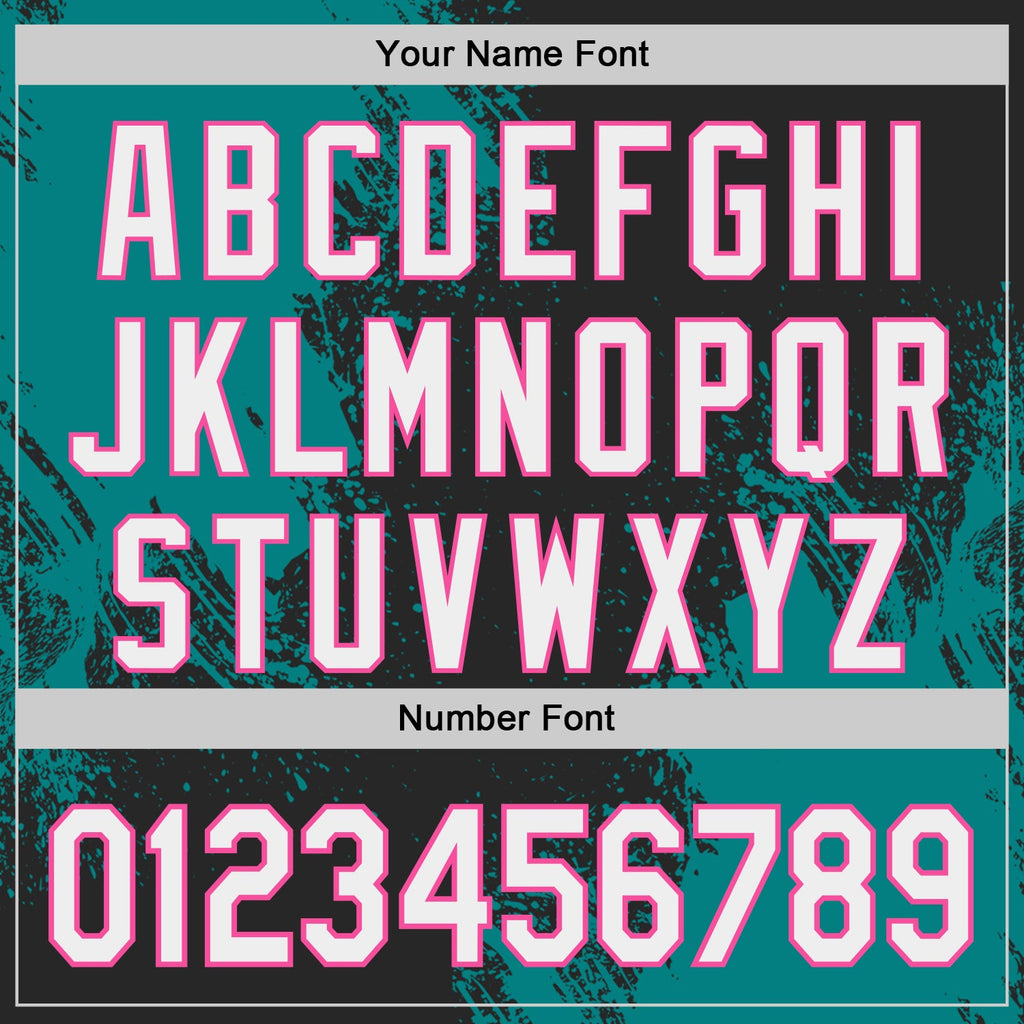 Custom Black White Teal-Pink Abstract Brush Stroke Authentic Baseball Jersey