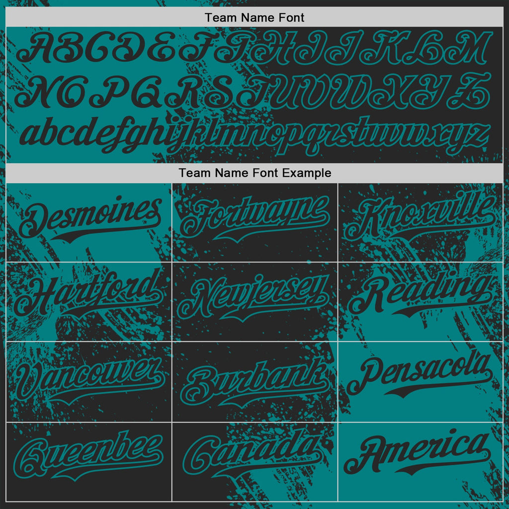 Custom Black-Teal Abstract Brush Stroke Authentic Baseball Jersey