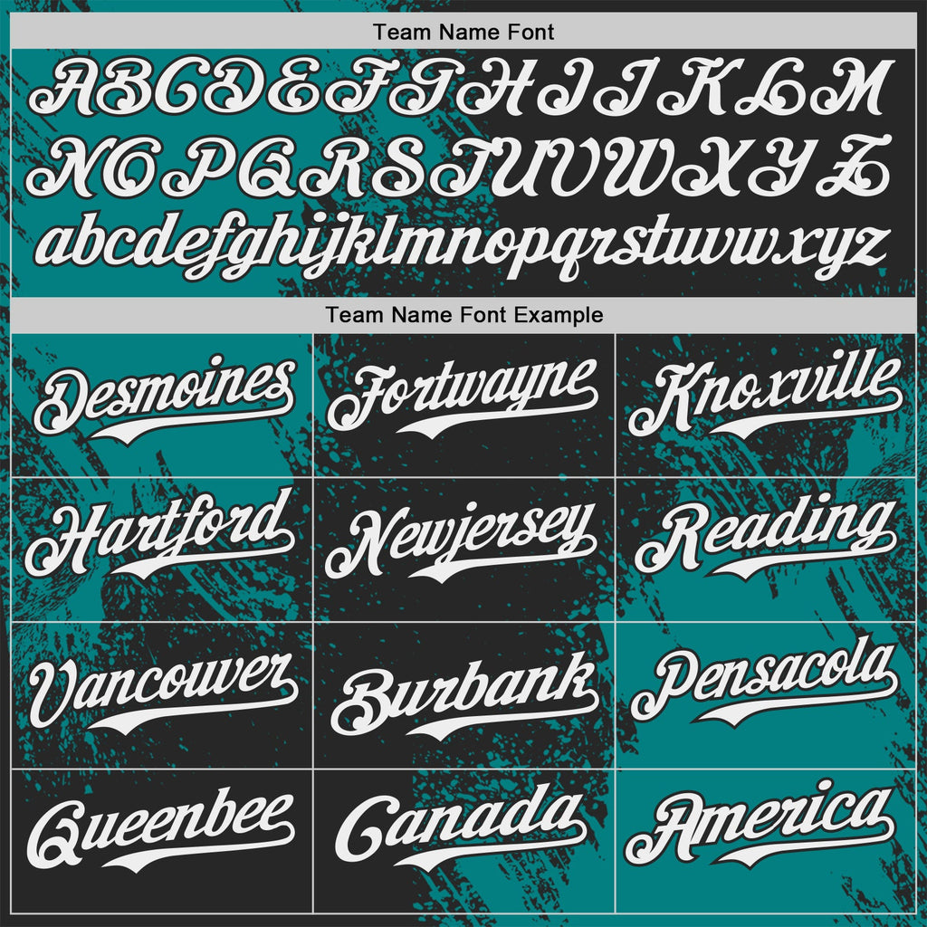 Custom Black White-Teal Abstract Brush Stroke Authentic Baseball Jersey