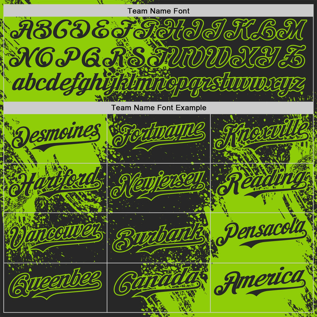 Custom Black-Neon Green Abstract Brush Stroke Authentic Baseball Jersey