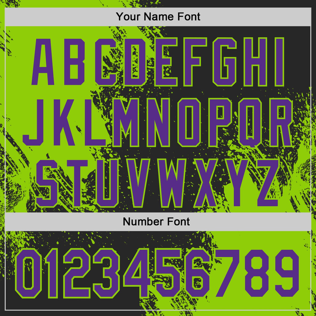 Custom Black Purple-Neon Green Abstract Brush Stroke Authentic Baseball Jersey