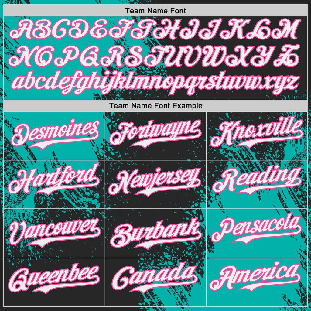 Custom Black White Aqua-Pink Abstract Brush Stroke Authentic Baseball Jersey