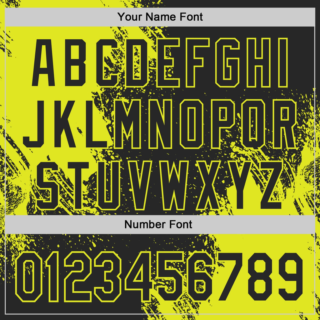 Custom Black-Neon Yellow Abstract Brush Stroke Authentic Baseball Jersey