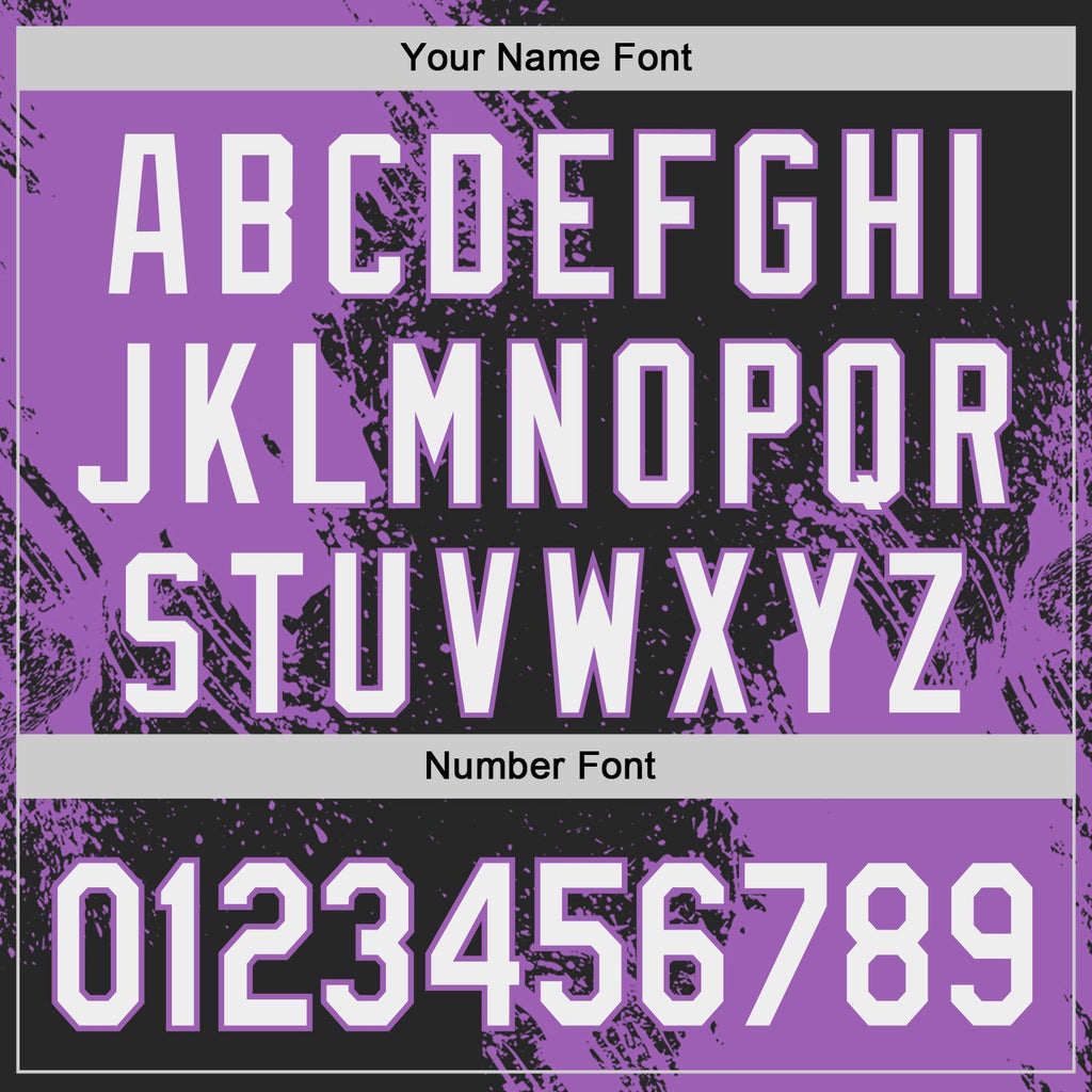 Custom Black White-Medium Purple Abstract Brush Stroke Authentic Baseball Jersey