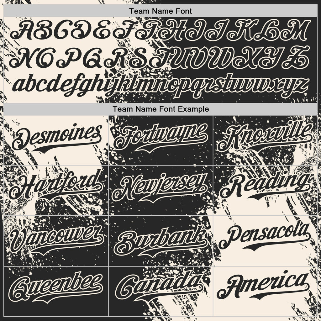 Custom Black-Cream Abstract Brush Stroke Authentic Baseball Jersey