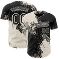 Custom Black-Cream Abstract Brush Stroke Authentic Baseball Jersey