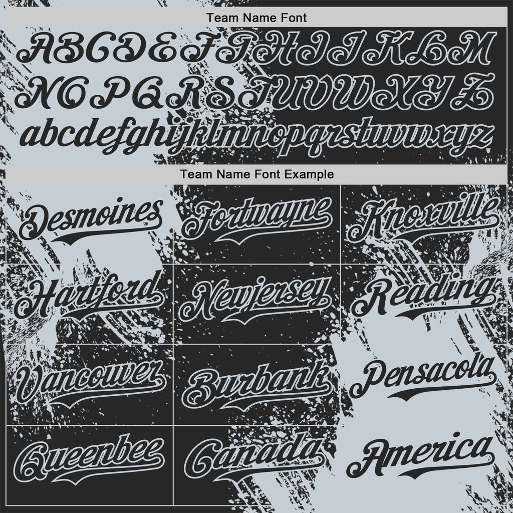 Custom Black-Silver Abstract Brush Stroke Authentic Baseball Jersey