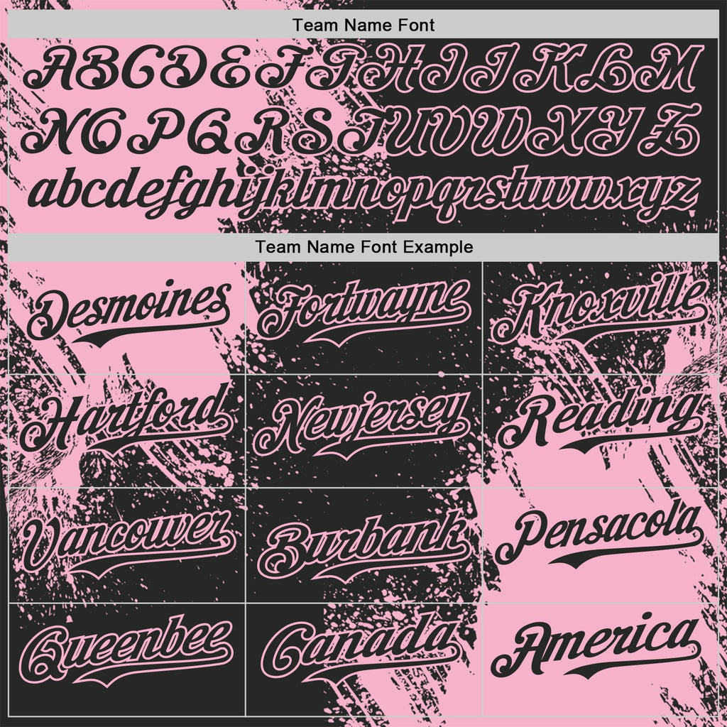 Custom Black-Light Pink Abstract Brush Stroke Authentic Baseball Jersey