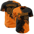 Custom Black-Bay Orange Abstract Brush Stroke Authentic Baseball Jersey