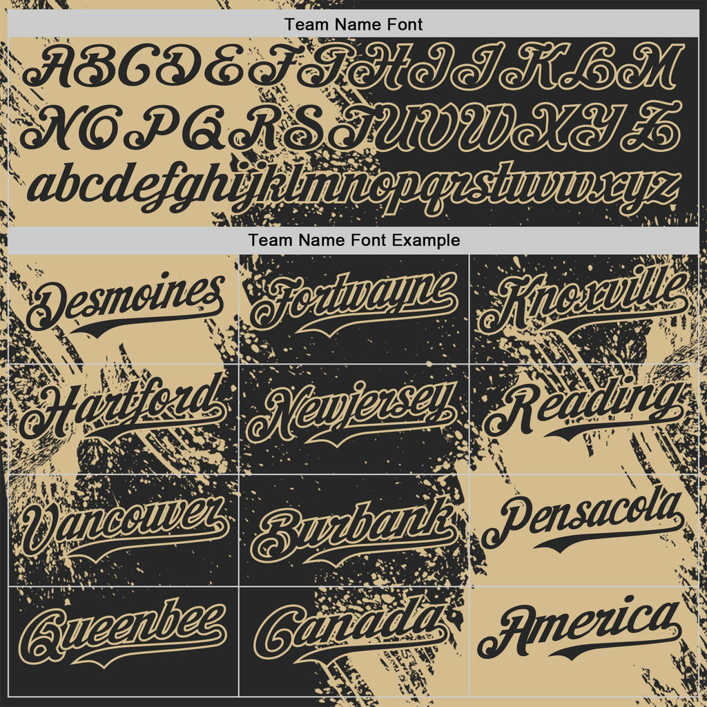 Custom Black-Vegas Gold Abstract Brush Stroke Authentic Baseball Jersey