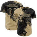 Custom Black-Vegas Gold Abstract Brush Stroke Authentic Baseball Jersey