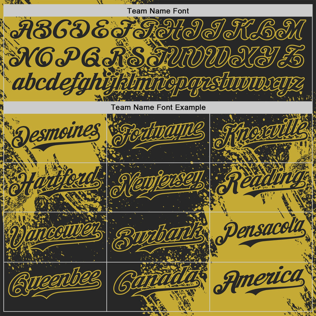 Custom Black-Old Gold Abstract Brush Stroke Authentic Baseball Jersey