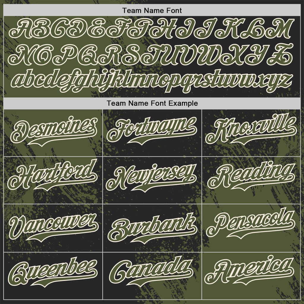 Custom Black Olive-Cream Abstract Brush Stroke Authentic Baseball Jersey