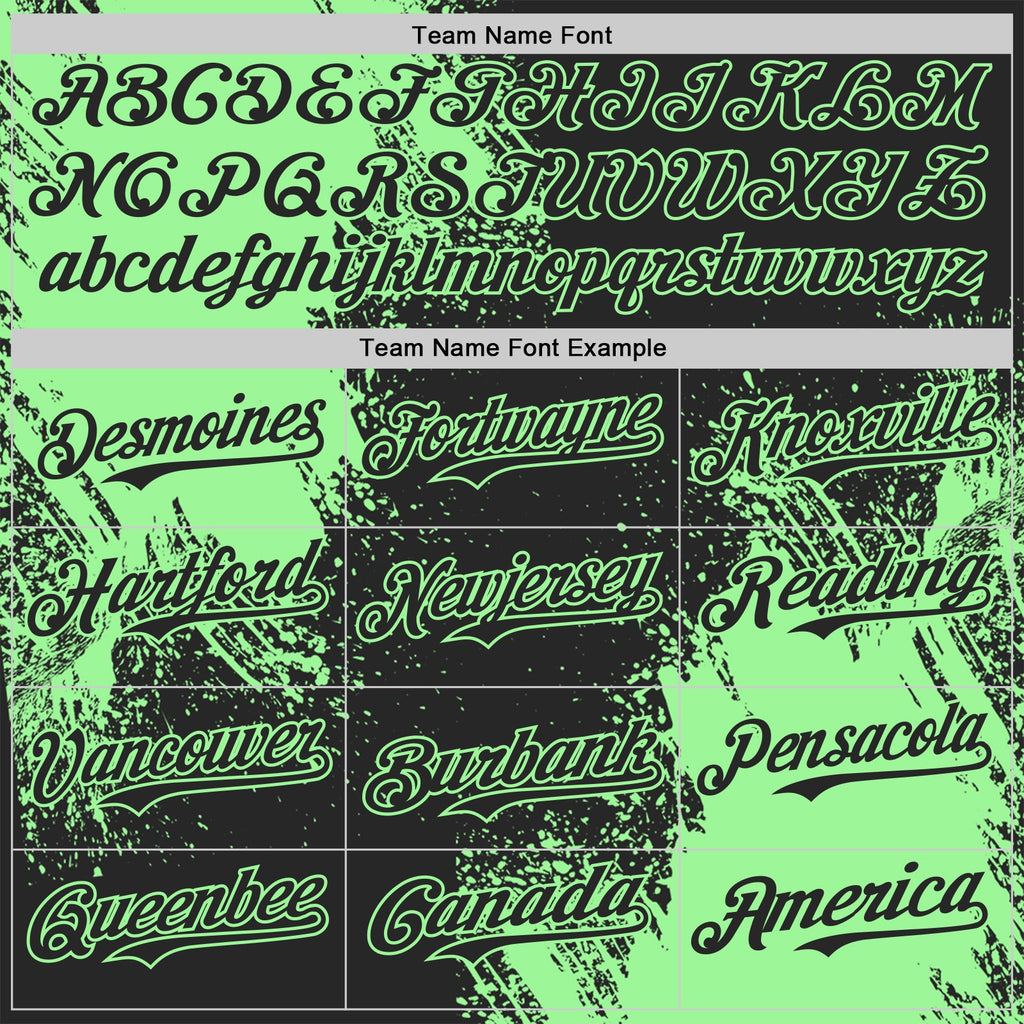 Custom Black-Pea Green Abstract Brush Stroke Authentic Baseball Jersey