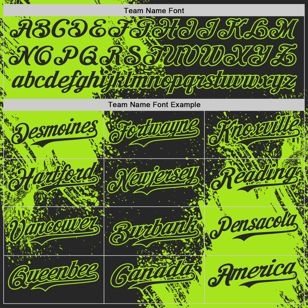 Custom Black-Neon Green Abstract Brush Stroke Authentic Baseball Jersey