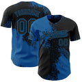Custom Black-Blue Abstract Brush Stroke Authentic Baseball Jersey