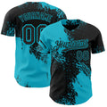 Custom Black-Lakes Blue Abstract Brush Stroke Authentic Baseball Jersey