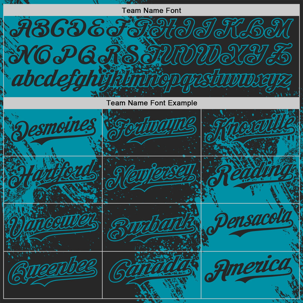 Custom Black-Teal Abstract Brush Stroke Authentic Baseball Jersey