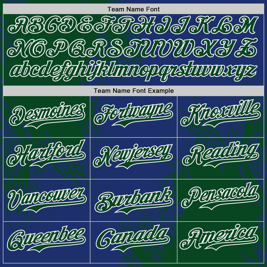 Custom Royal Green-White Abstract Brush Stroke Authentic Baseball Jersey
