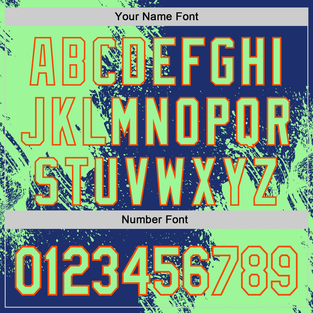 Custom Royal Pea Green-Orange Abstract Brush Stroke Authentic Baseball Jersey
