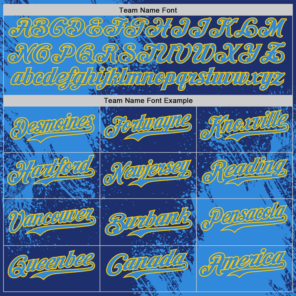 Custom Royal Electric Blue-Yellow Abstract Brush Stroke Authentic Baseball Jersey