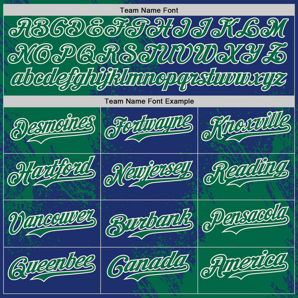 Custom Royal Kelly Green-Cream Abstract Brush Stroke Authentic Baseball Jersey