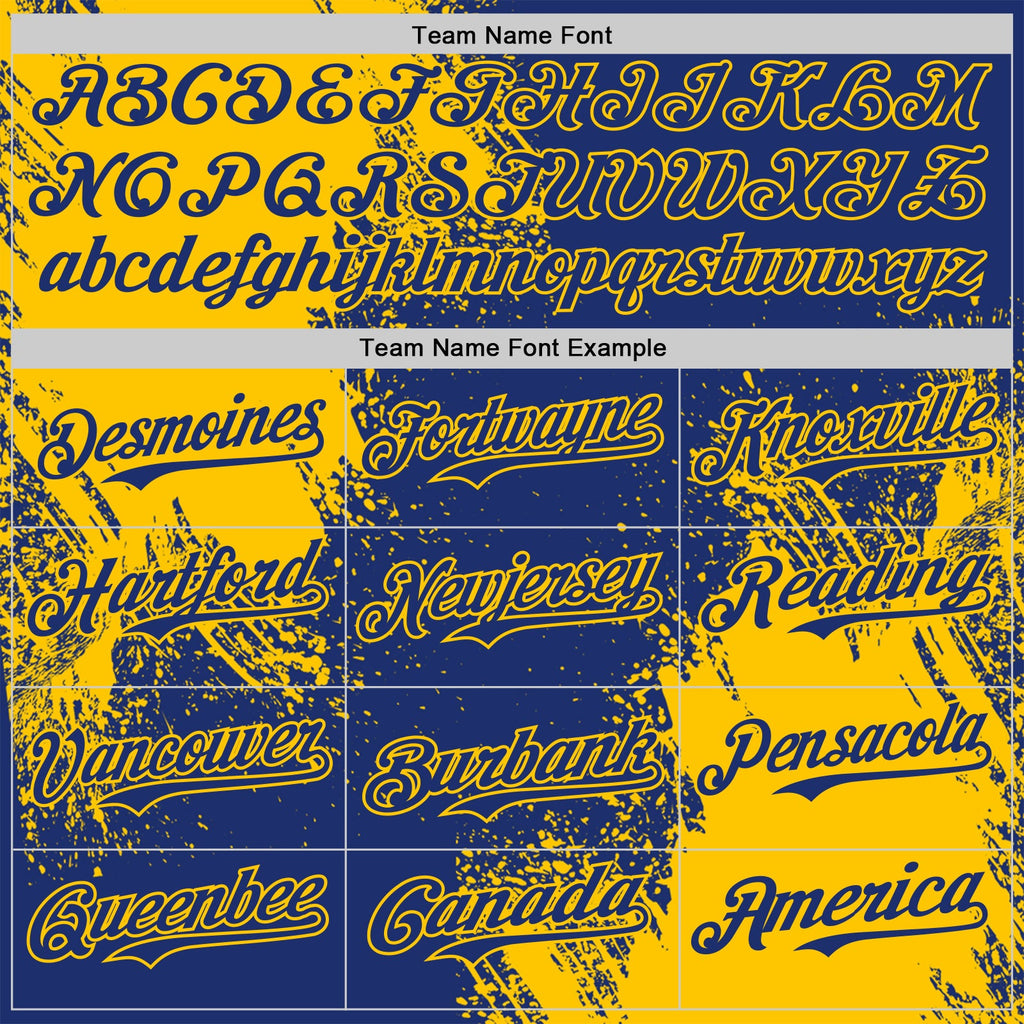 Custom Royal-Yellow Abstract Brush Stroke Authentic Baseball Jersey