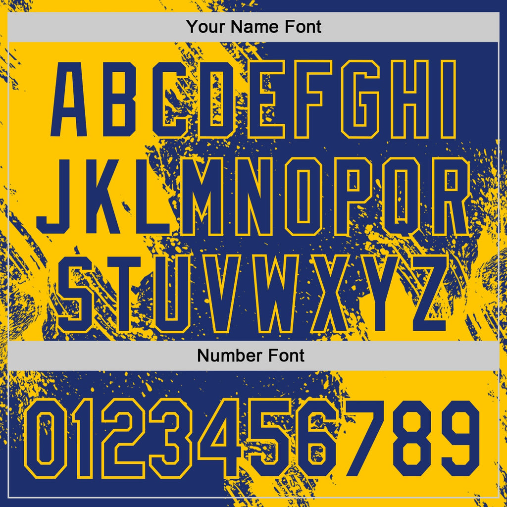 Custom Royal-Yellow Abstract Brush Stroke Authentic Baseball Jersey