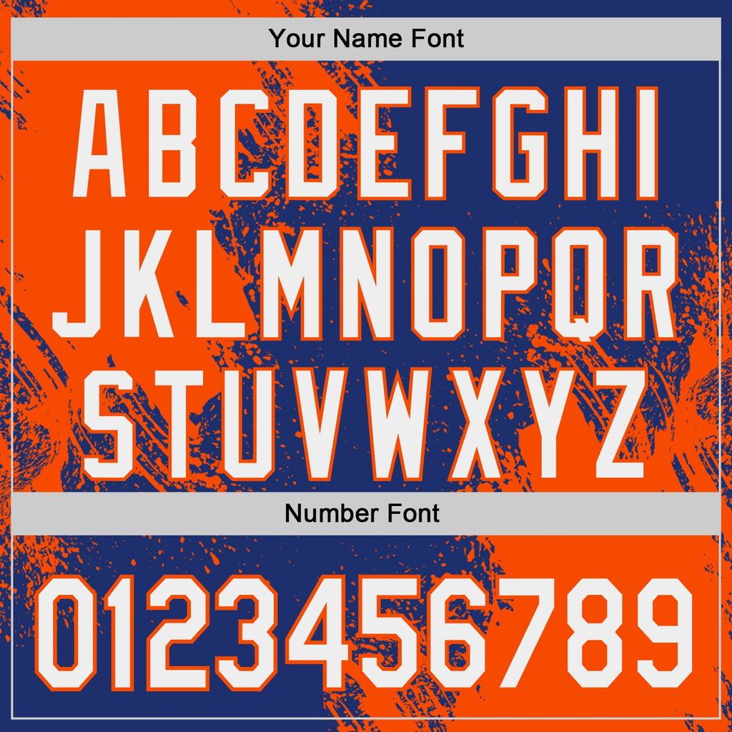 Custom Royal White-Orange Abstract Brush Stroke Authentic Baseball Jersey