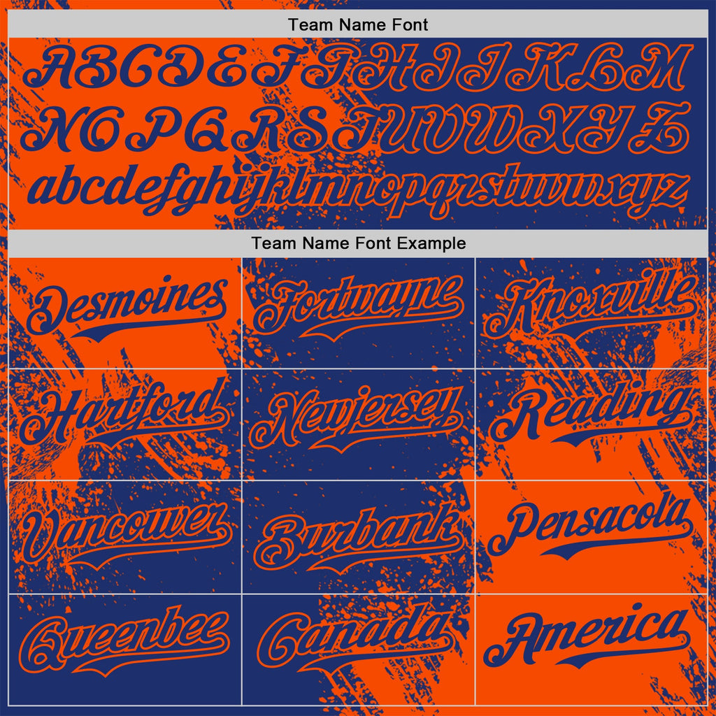 Custom Royal-Orange Abstract Brush Stroke Authentic Baseball Jersey