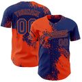 Custom Royal-Orange Abstract Brush Stroke Authentic Baseball Jersey
