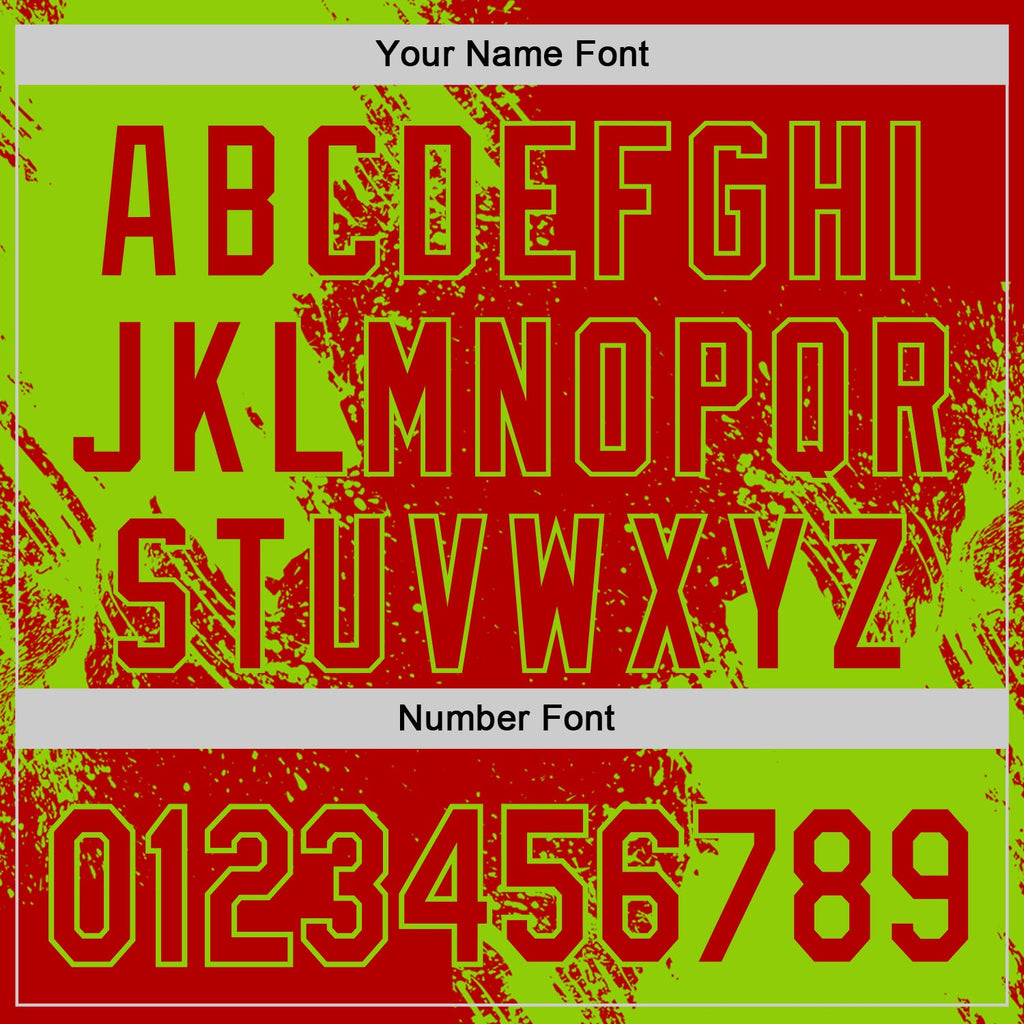 Custom Red-Neon Green Abstract Brush Stroke Authentic Baseball Jersey