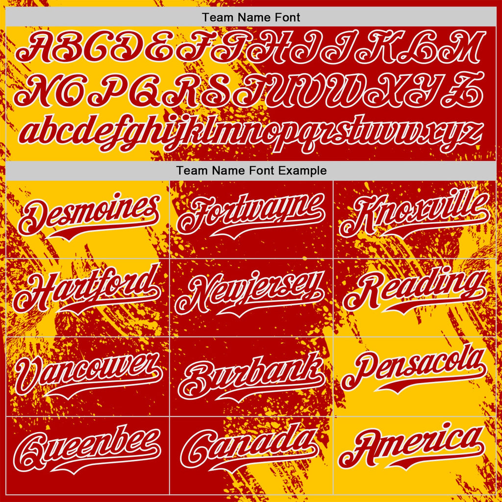 Custom Red Yellow-White Abstract Brush Stroke Authentic Baseball Jersey