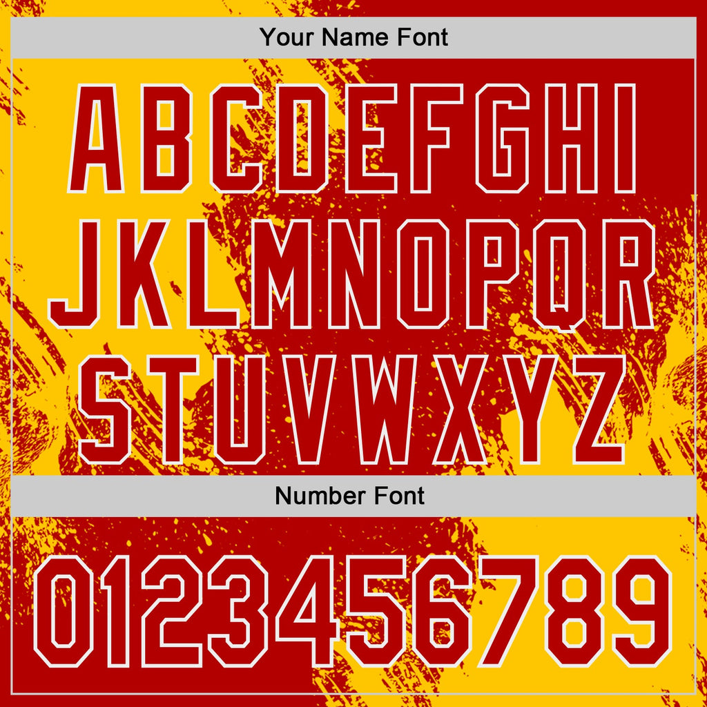 Custom Red Yellow-White Abstract Brush Stroke Authentic Baseball Jersey