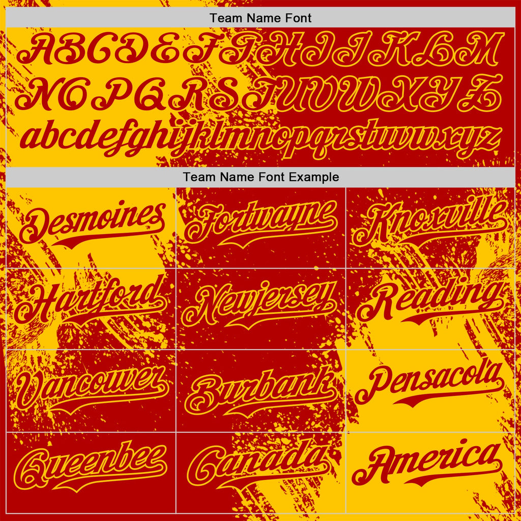 Custom Red-Yellow Abstract Brush Stroke Authentic Baseball Jersey