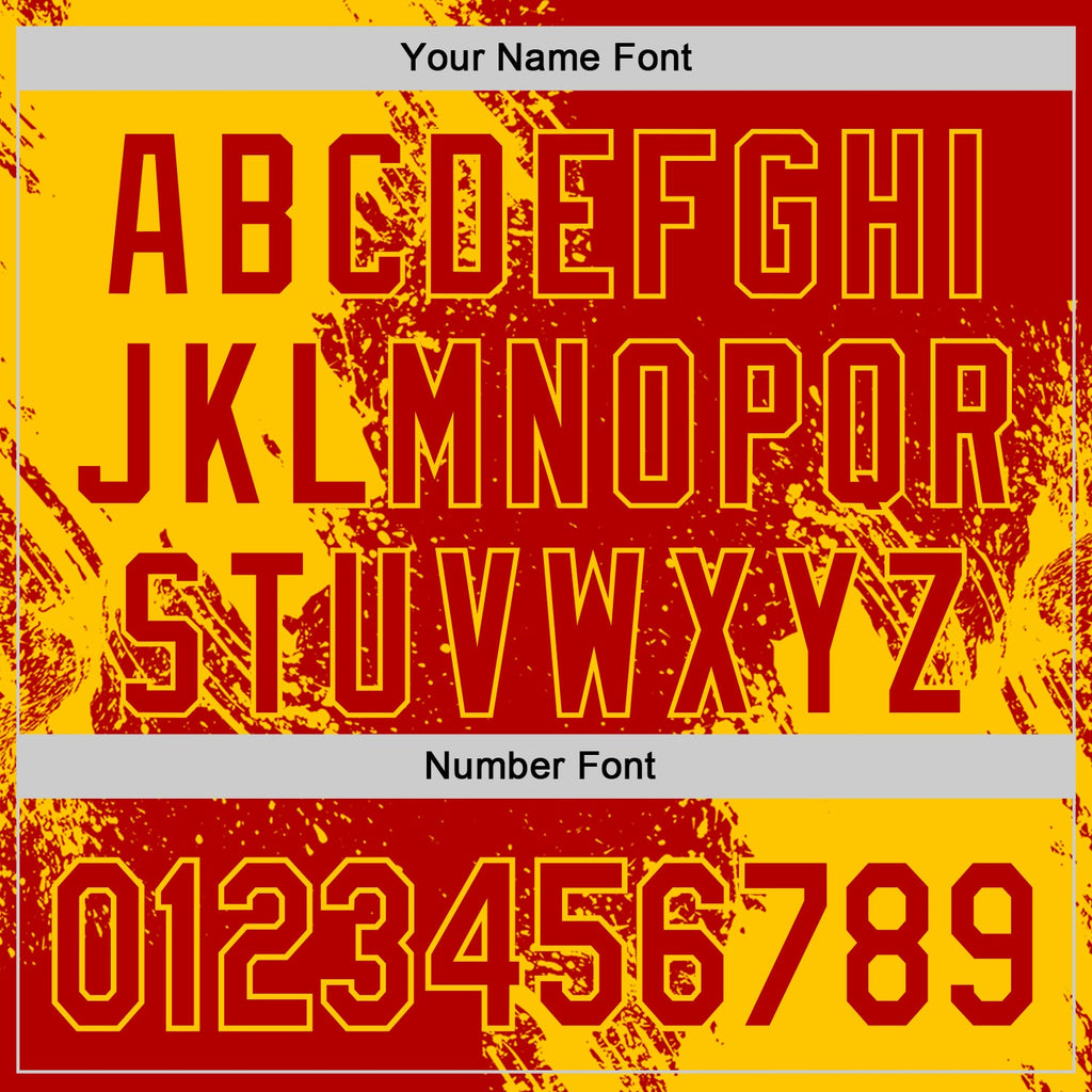 Custom Red-Yellow Abstract Brush Stroke Authentic Baseball Jersey