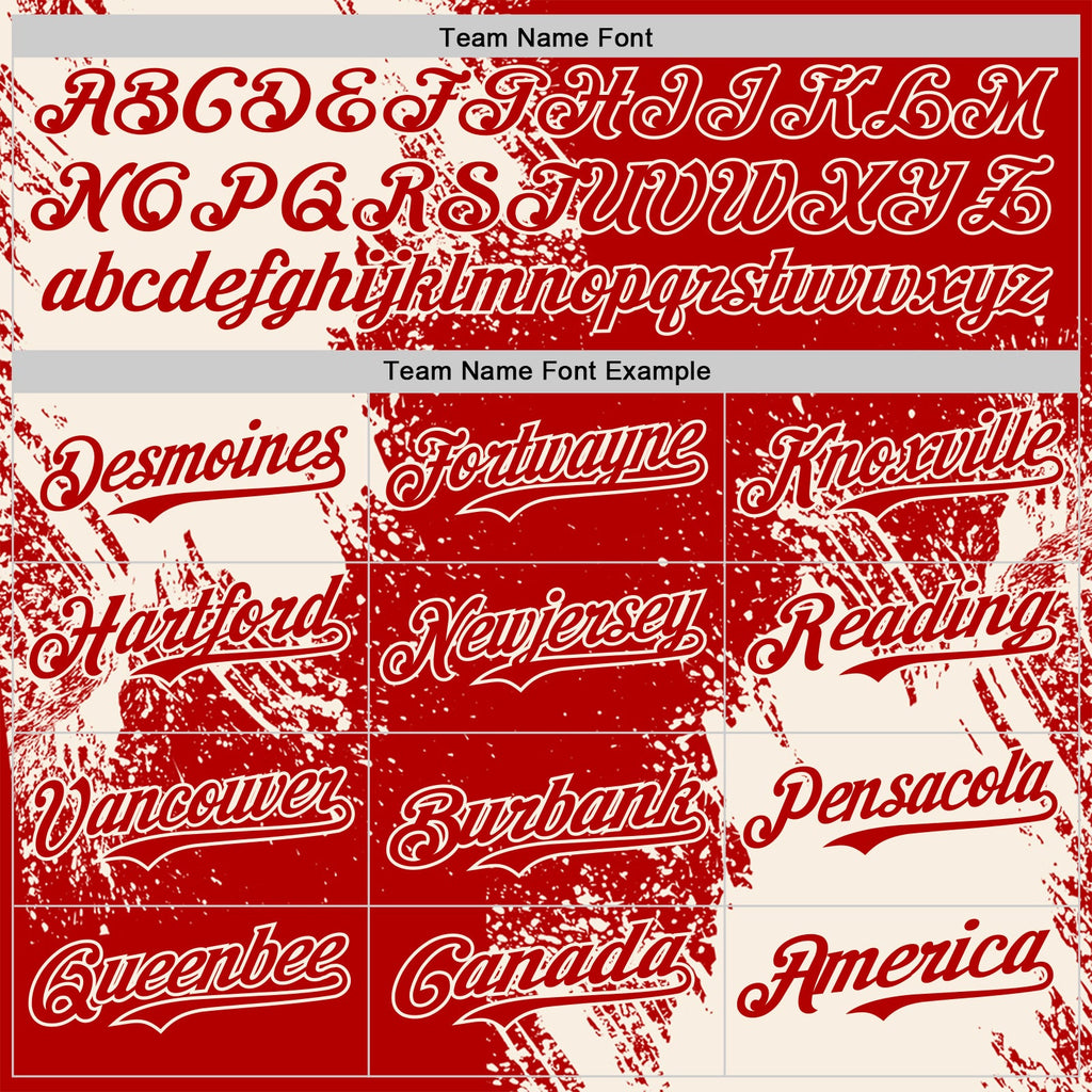 Custom Red-Cream Abstract Brush Stroke Authentic Baseball Jersey