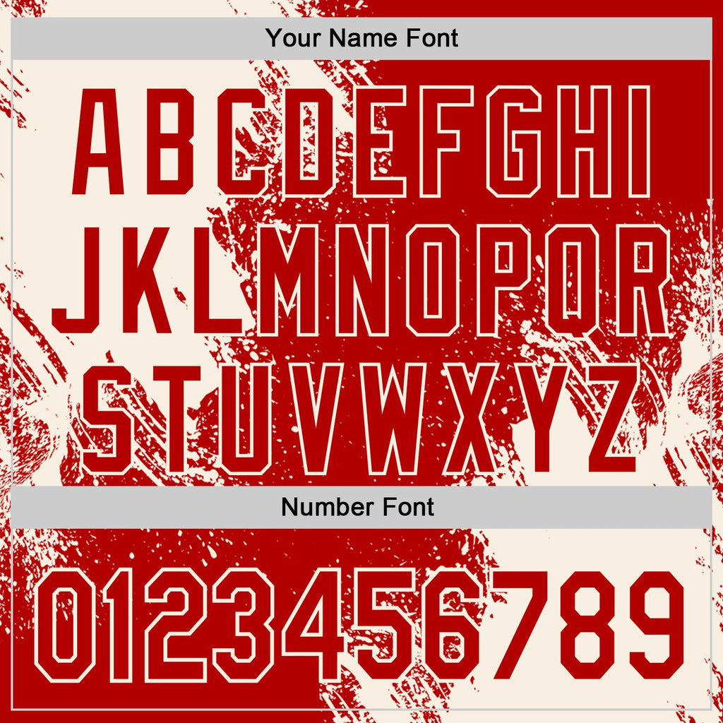 Custom Red-Cream Abstract Brush Stroke Authentic Baseball Jersey