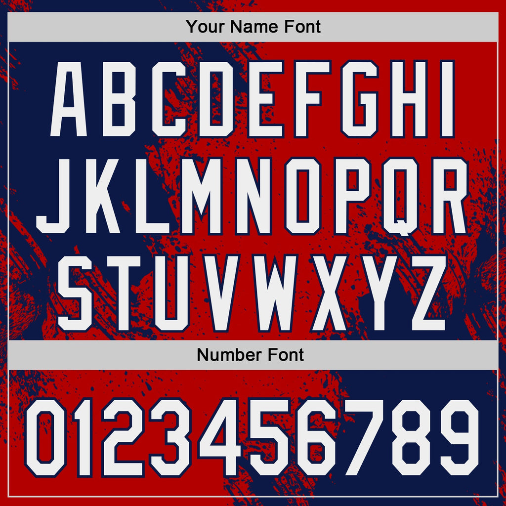Custom Red White-Navy Abstract Brush Stroke Authentic Baseball Jersey
