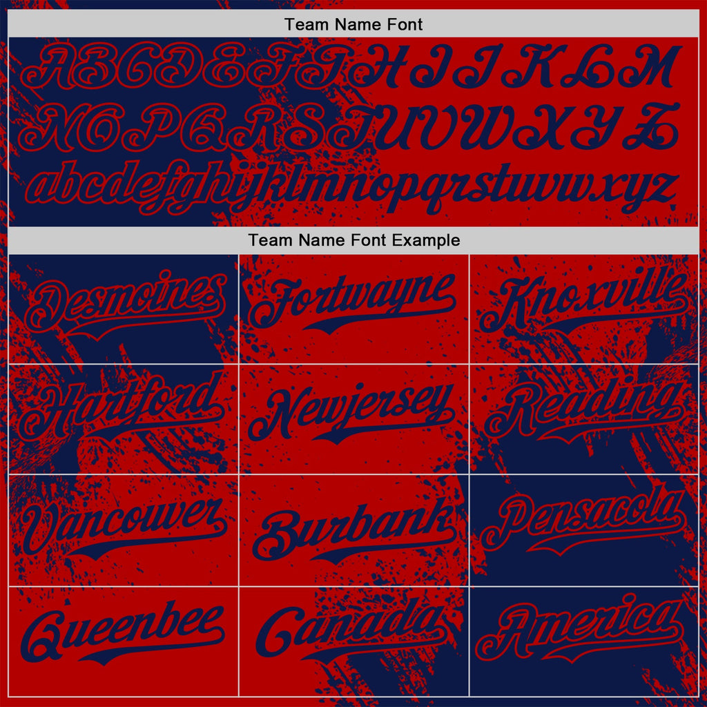 Custom Red-Navy Abstract Brush Stroke Authentic Baseball Jersey