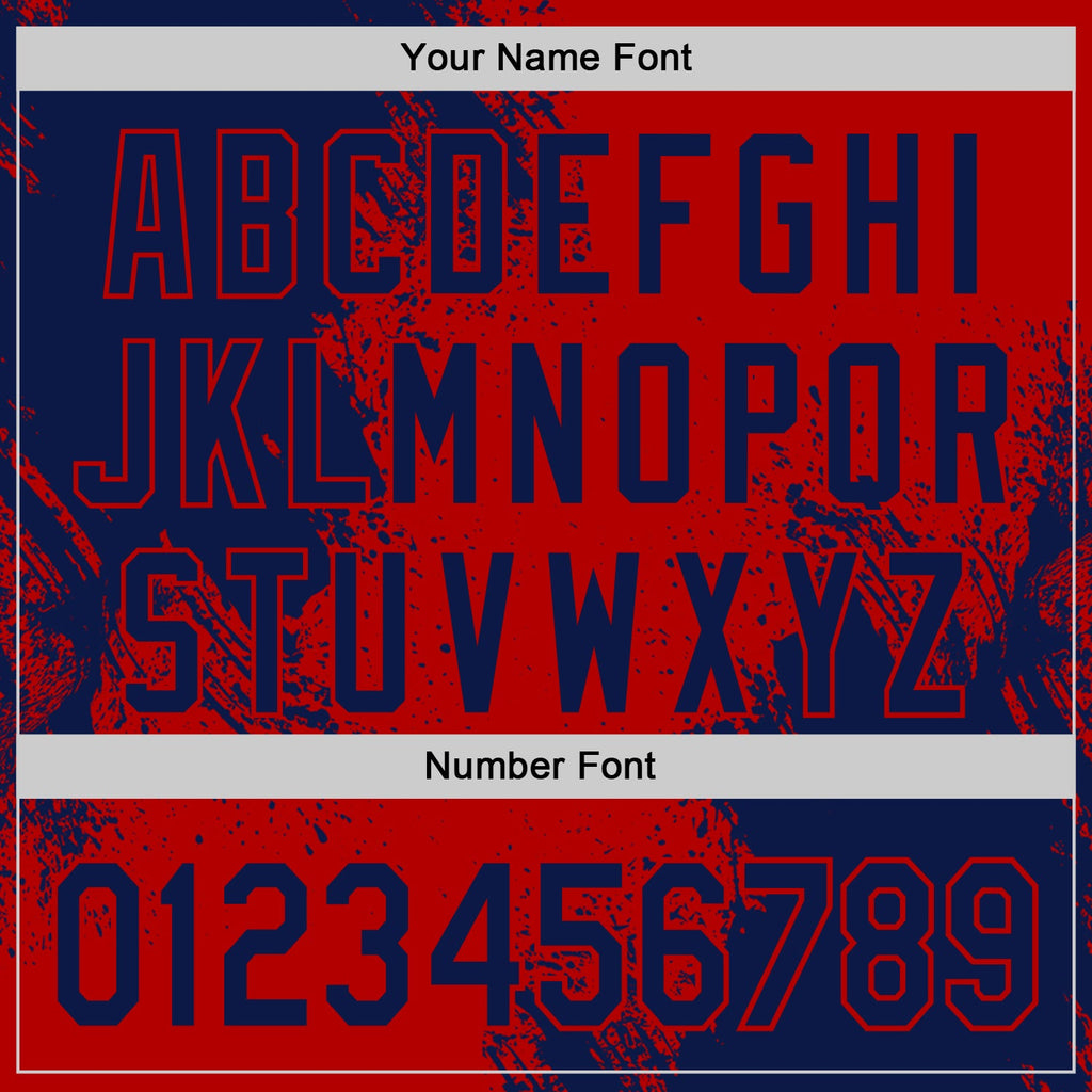Custom Red-Navy Abstract Brush Stroke Authentic Baseball Jersey