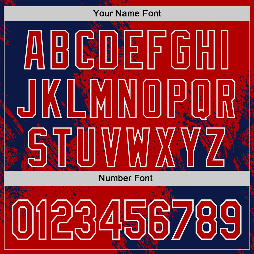 Custom Red Navy-White Abstract Brush Stroke Authentic Baseball Jersey