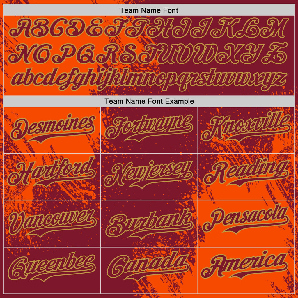 Custom Crimson Orange-Old Gold Abstract Brush Stroke Authentic Baseball Jersey