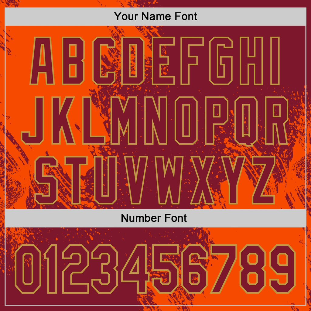 Custom Crimson Orange-Old Gold Abstract Brush Stroke Authentic Baseball Jersey