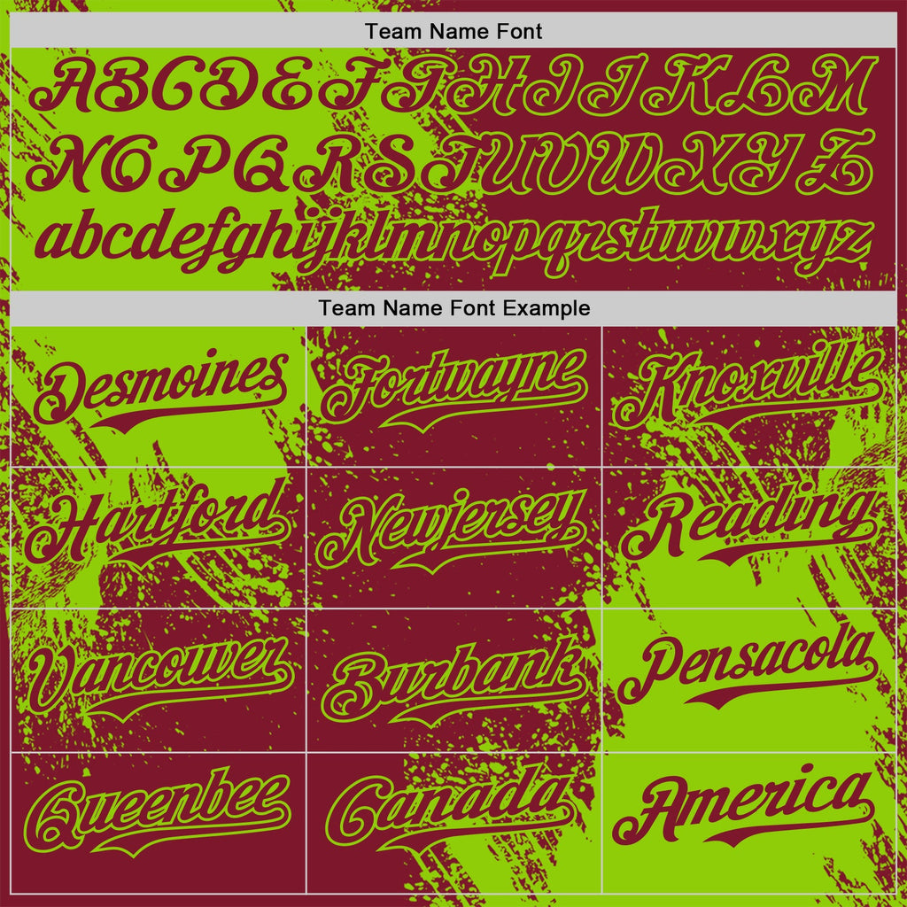 Custom Crimson-Neon Green Abstract Brush Stroke Authentic Baseball Jersey