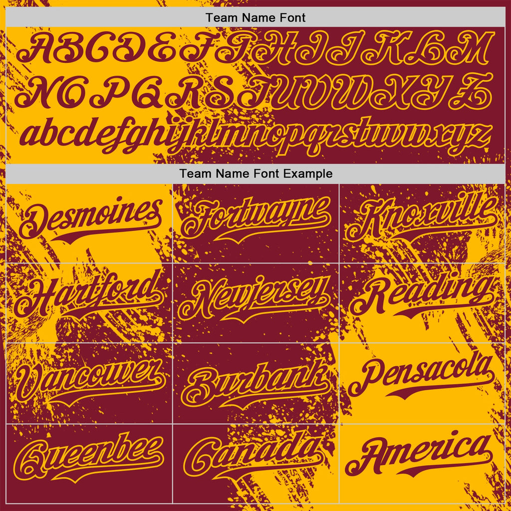 Custom Crimson-Gold Abstract Brush Stroke Authentic Baseball Jersey