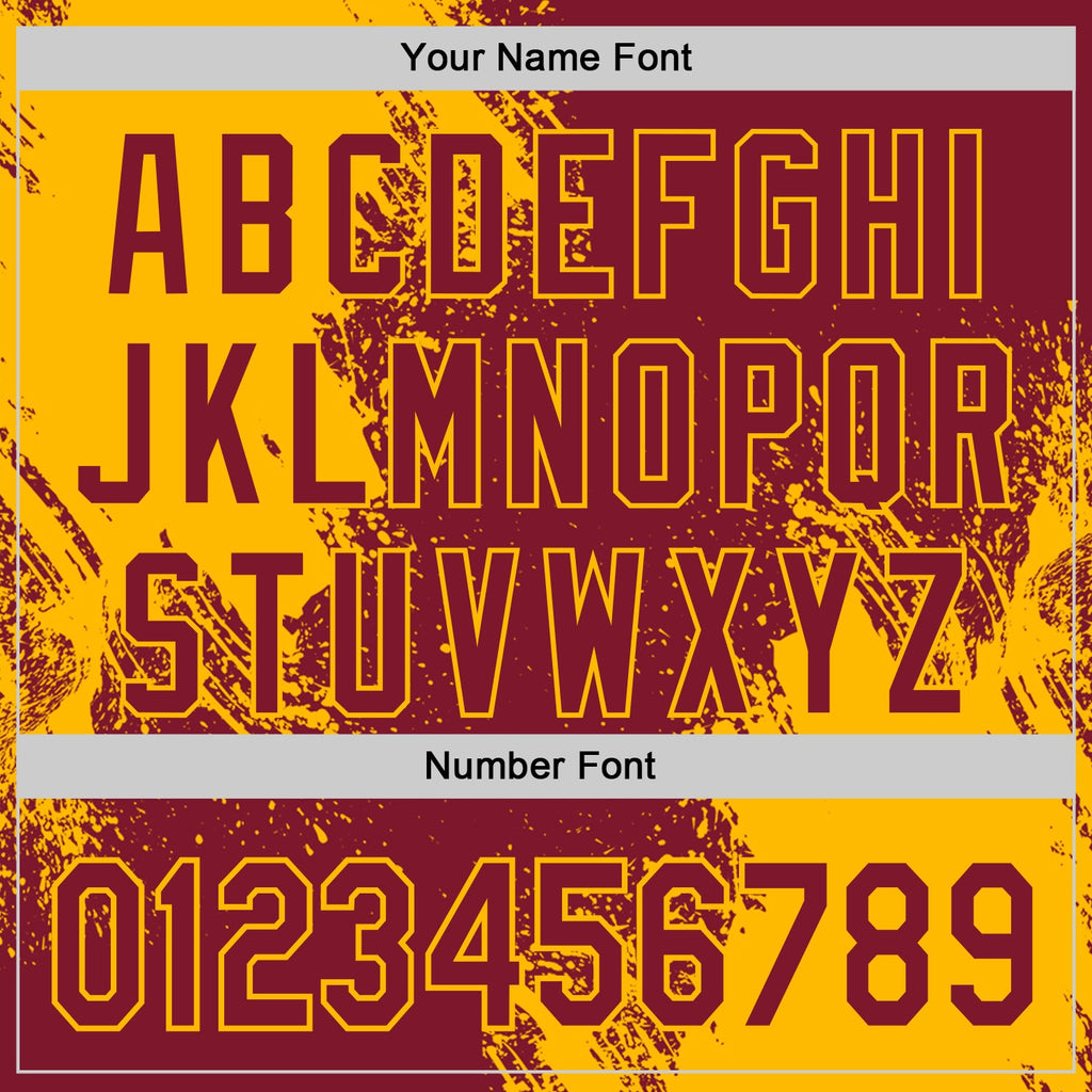 Custom Crimson-Gold Abstract Brush Stroke Authentic Baseball Jersey